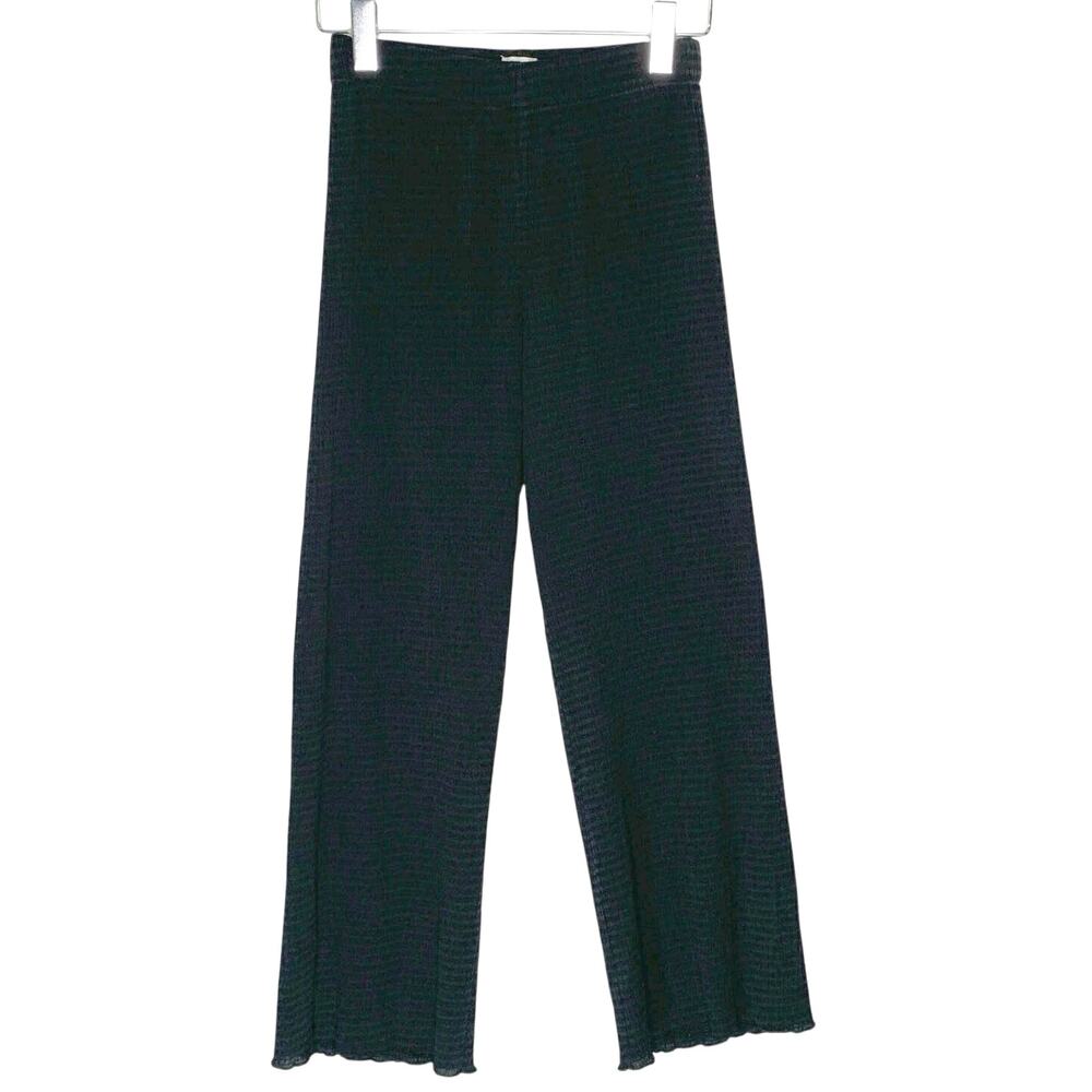 Wilfred Verona Wide Leg Seersucker Pants XS Black Textured Lightweight